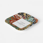 焦げたオレンジ絵を描色の牡丹フローラの結婚金ゴールド ペーパープレート (傾斜あり)