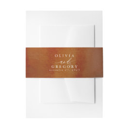 焦げたオレンジ色とバーガンディ赤い水色 招待状ベリーバンド