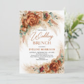 焦げたオレンジ色のさび結婚の花パンパのブランチ 招待状 (スタンド正面)