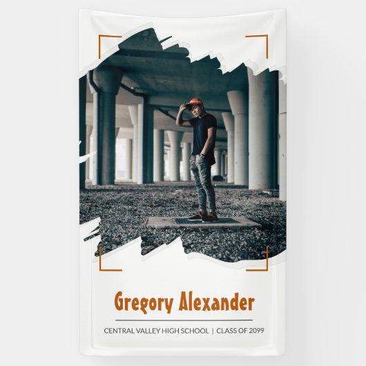 焦げたオレンジ色のエッジ抽象芸術ブラシストロークフォトグラード 横断幕 (縦)