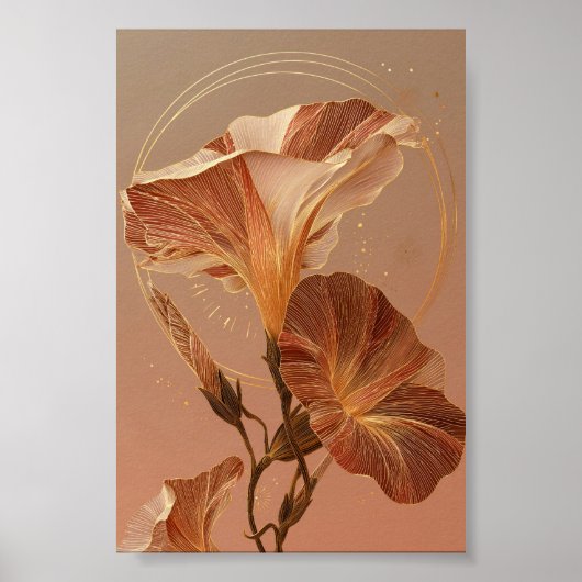 焦げたオレンジ色のカラー・リリーの植物画 ポスター (正面)