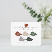 焦げたオレンジ色のグレー秋の結婚式カラーパレットカード (スタンド正面)