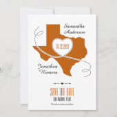 焦げたオレンジ色のテキサス州カーリングリボン日付を保存 セーブザデート (正面)