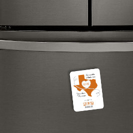 焦げたオレンジ色のテキサス州カーリングリボン日付を保存 マグネット