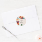 焦げたオレンジ色のテラコッタモノグラム秋の結婚式 ラウンドシール (封筒)