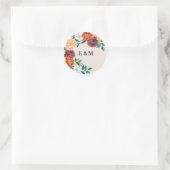 焦げたオレンジ色のテラコッタモノグラム秋の結婚式 ラウンドシール (バッグ)