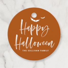 焦げたオレンジ色のハッピーハローウィンブラシ書 フェイバータグ