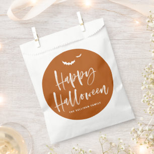 焦げたオレンジ色のハッピーハローウィンブラシ書 フェイバーバッグ