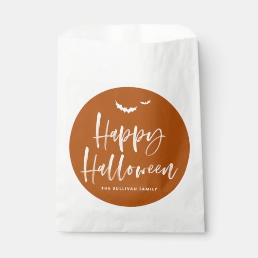 焦げたオレンジ色のハッピーハローウィンブラシ書 フェイバーバッグ (正面)