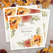 焦げたオレンジ色のフローラウェディングレセプション花婿 スタンダードカクテルナプキン