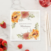 焦げたオレンジ色のフローラウェディングレセプション花婿 スタンダードランチョンナプキン (インサイチュ)