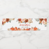 焦げたオレンジ色のフローラカボチャ赤ちゃんシャワー ペットボトルラベル (シングルラベル)