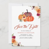 焦げたオレンジ色のフローラ結婚カボチャ セーブザデート (正面)