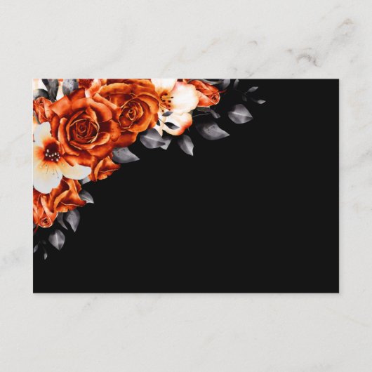 焦げたオレンジ色のフローラ結婚ブラックの詳細 エンクロージャーカード (裏面)