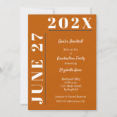 焦げたオレンジ色のホワイトグレー卒業パーティー 招待状 (正面)