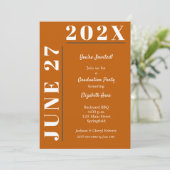 焦げたオレンジ色のホワイトグレー卒業パーティー 招待状 (スタンド正面)