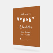 焦げたオレンジ色のボホミニマリスト赤ちゃんシャワー アクリルサイン (傾斜)