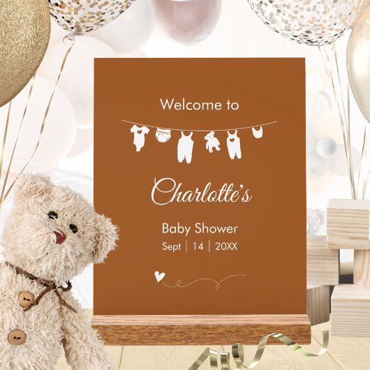 焦げたオレンジ色のボホミニマリスト赤ちゃんシャワー アクリルサイン