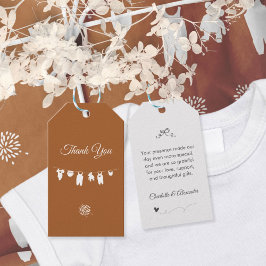 焦げたオレンジ色のボホミニマリスト赤ちゃんシャワー ギフトタグ