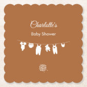 焦げたオレンジ色のミニマリストBohoベビーシャワー ペーパーコースター (正面)