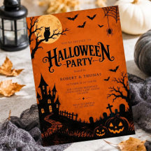 焦げたオレンジ色の不気味なゴシックハロウィンパーティー
