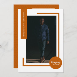 焦げたオレンジ色の写真モダンの卒業招待状