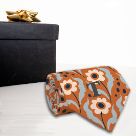 焦げたオレンジ色の卵花モノグラム ネクタイ