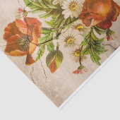 焦げたオレンジ色の大きな花と小さな白い花 薄葉紙 (詳細)