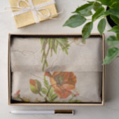 焦げたオレンジ色の大きな花と小さな白い花 薄葉紙 (ギフト)