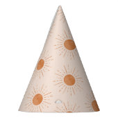 焦げたオレンジ色の太陽の水の色の誕生日パーティー パーティーハット (左)