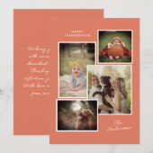 焦げたオレンジ色の家族の写真コラージュ感謝祭 シーズンカード (正面/裏面)