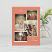 焦げたオレンジ色の家族の写真コラージュ感謝祭 シーズンカード (スタンド正面)