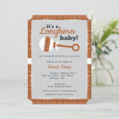 焦げたオレンジ色の格子状のラトル長円形の赤ちゃんシャワー 招待状 (スタンド正面)