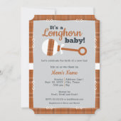 焦げたオレンジ色の格子状のラトル長円形の赤ちゃんシャワー 招待状 (正面)