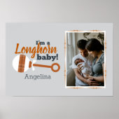 焦げたオレンジ色の格子状ラトルロングホーンベビーフォトポスト ポスター (正面)