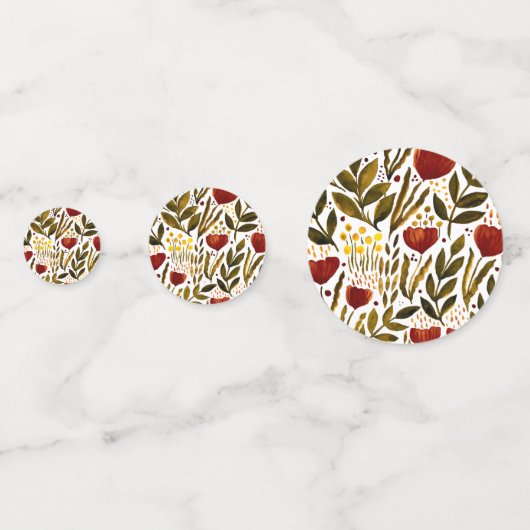 焦げたオレンジ色の植物性フローライラストレーション コンフェッティ (正面)