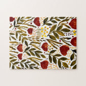 焦げたオレンジ色の植物性フローライラストレーション ジグソーパズル (横)