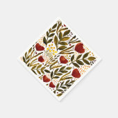 焦げたオレンジ色の植物性フローライラストレーション スタンダードカクテルナプキン (角)