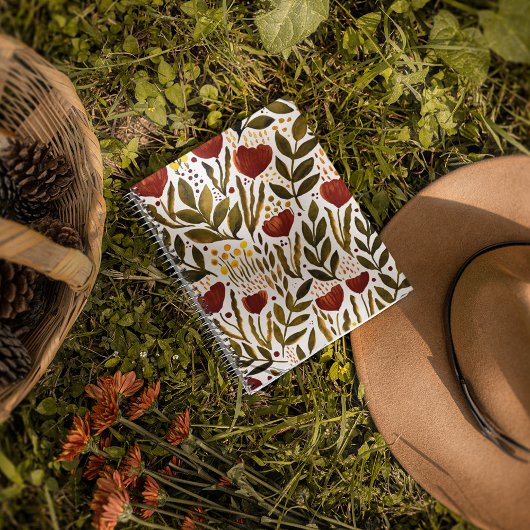 焦げたオレンジ色の植物性フローライラストレーション ノートブック