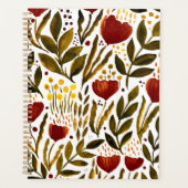 焦げたオレンジ色の植物性フローライラストレーション プランナー手帳 (正面)