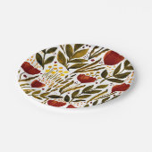 焦げたオレンジ色の植物性フローライラストレーション ペーパープレート (アングル)