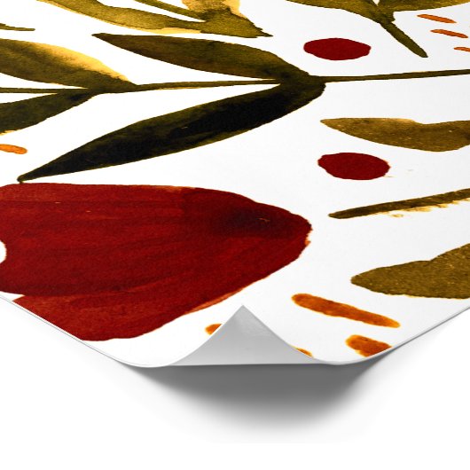 焦げたオレンジ色の植物性フローライラストレーション ポスター (角)