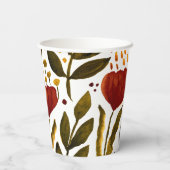 焦げたオレンジ色の植物性フローライラストレーション 紙コップ (裏面)