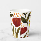 焦げたオレンジ色の植物性フローライラストレーション 紙コップ (右)