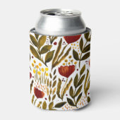 焦げたオレンジ色の植物性フローライラストレーション 缶クーラー (缶正面)