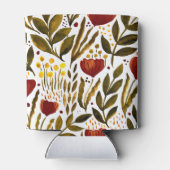 焦げたオレンジ色の植物性フローライラストレーション 缶クーラー (裏面)