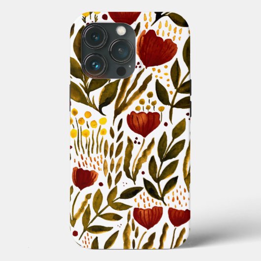 焦げたオレンジ色の植物性フローライラストレーション Case-Mate iPhoneケース (裏面)
