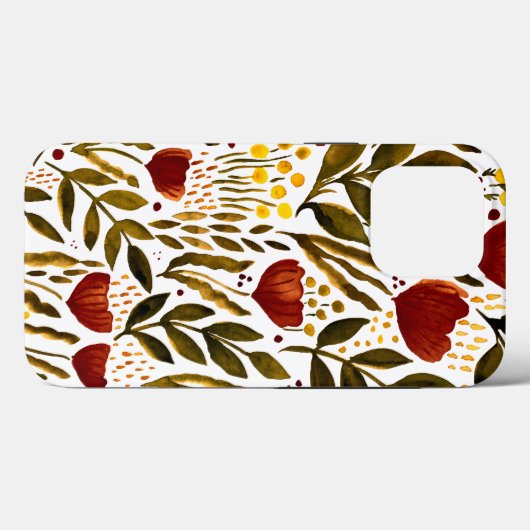 焦げたオレンジ色の植物性フローライラストレーション Case-Mate iPhoneケース (裏面 (横))