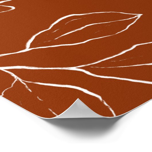 焦げたオレンジ色の植物性フローラ赤ちゃんシャワーへようこそ ポスター (角)