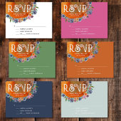 焦げたオレンジ色の水の色のワイルドフラー結婚ズ 出欠カード